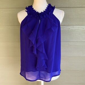 Aryn K Halter Ruffled Blouse